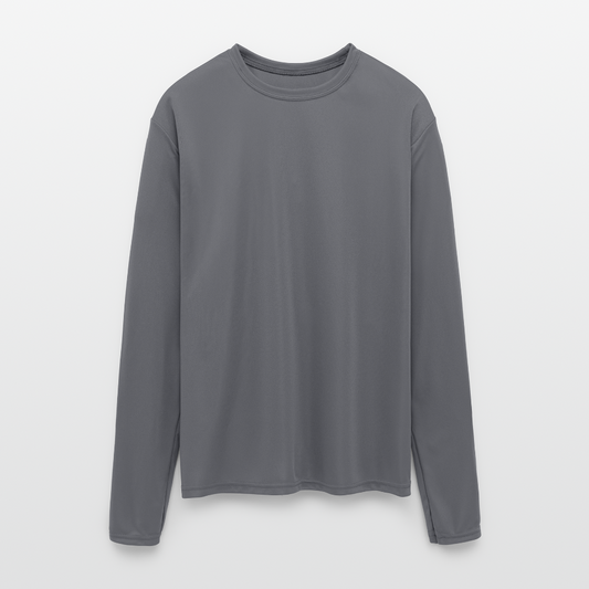 Customizable Men's Moisture Wicking Performance Long Sleeve T-Shirt ADD YOUR OWN PHOTO, IMAGES, DESIGNS, QUOTES AND MORE - gray