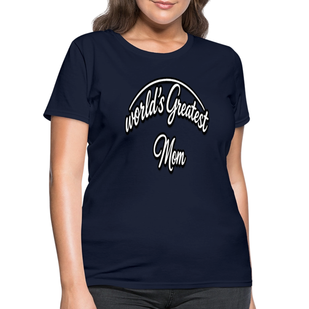 World's Greatest Mom Script Quote Women's T-Shirt - navy