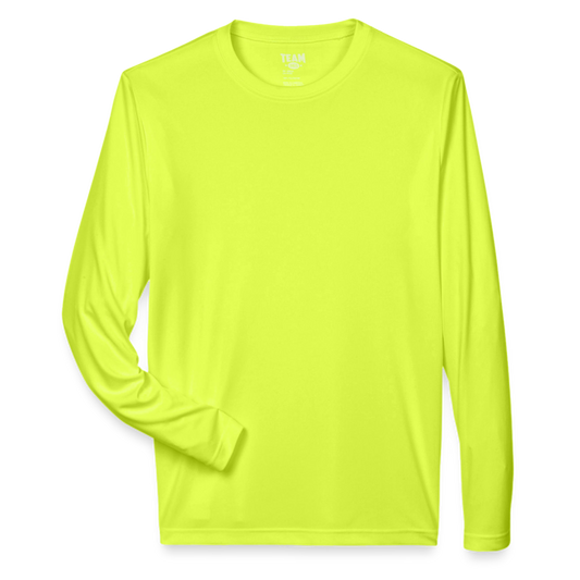 Customizable Men's Zone Performance Long-Sleeve T-Shirt ADD YOUR OWN PHOTO, IMAGES, DESIGNS, QUOTES AND MORE - safety yellow