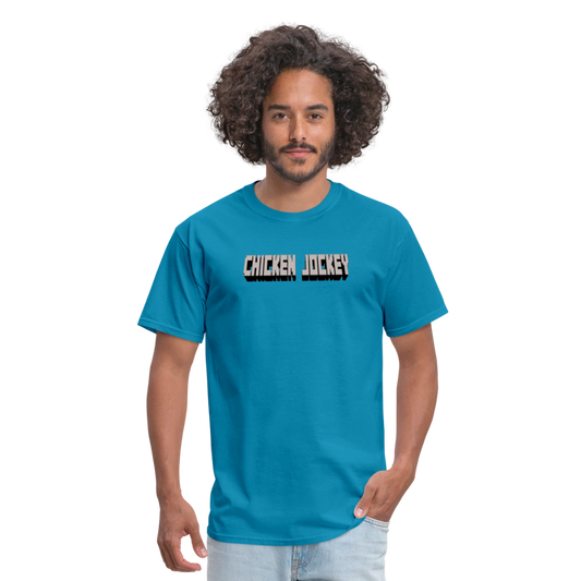 Chicken Jockey Gray Unisex Classic T-Shirt - turquoise