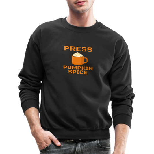 Press Pumpkin Spice Funny Gamer Meme Crewneck Sweatshirt - black
