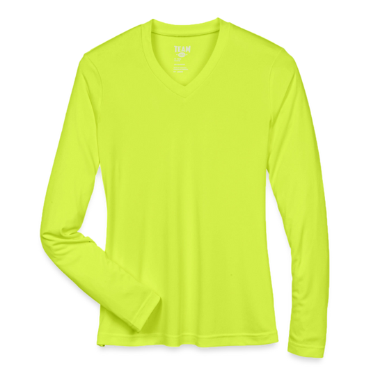 Customizable Ladies' Zone Performance Long-Sleeve T-Shirt ADD YOUR OWN PHOTO, IMAGES, DESIGNS, QUOTES AND MORE - safety yellow