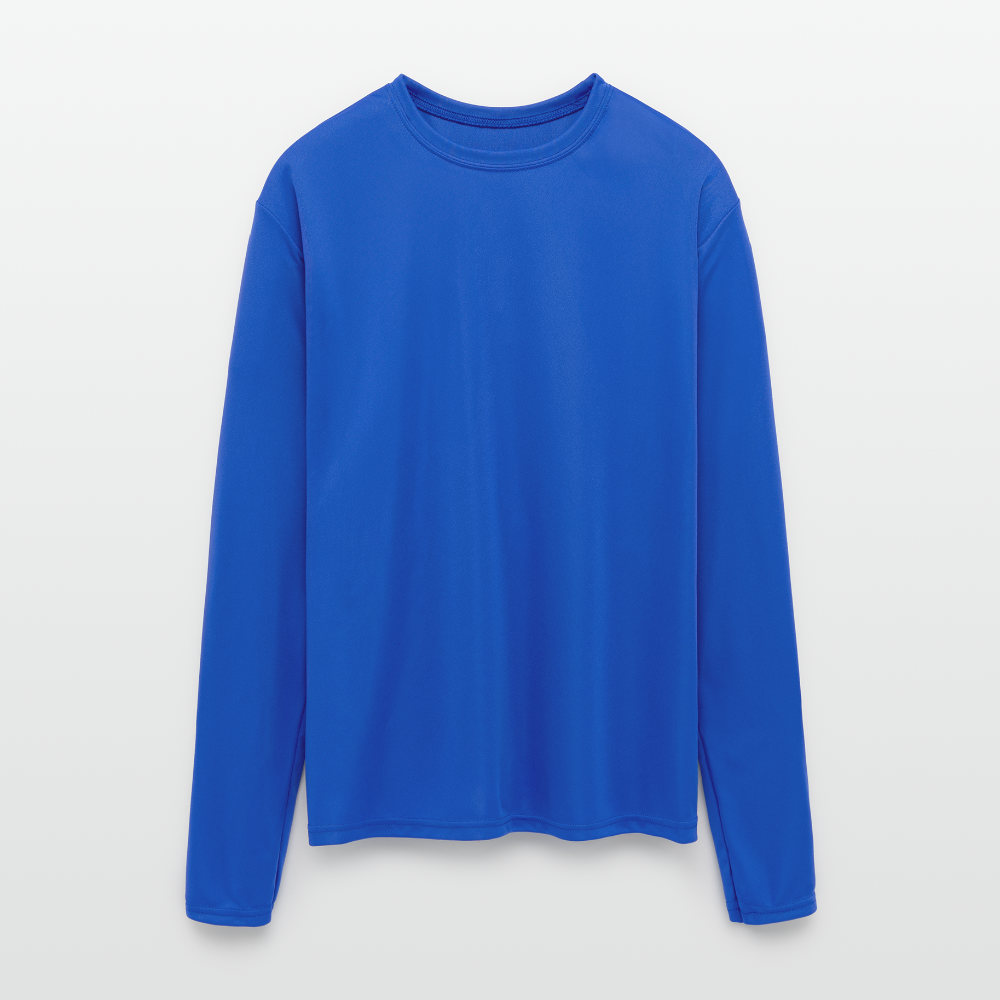 Customizable Men's Moisture Wicking Performance Long Sleeve T-Shirt ADD YOUR OWN PHOTO, IMAGES, DESIGNS, QUOTES AND MORE - royal blue