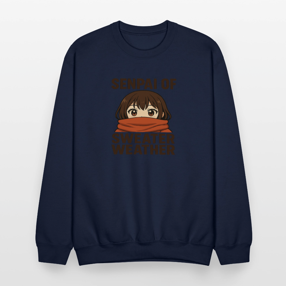 Senpai of Sweater Weather Anime Meme Crewneck Sweatshirt - navy