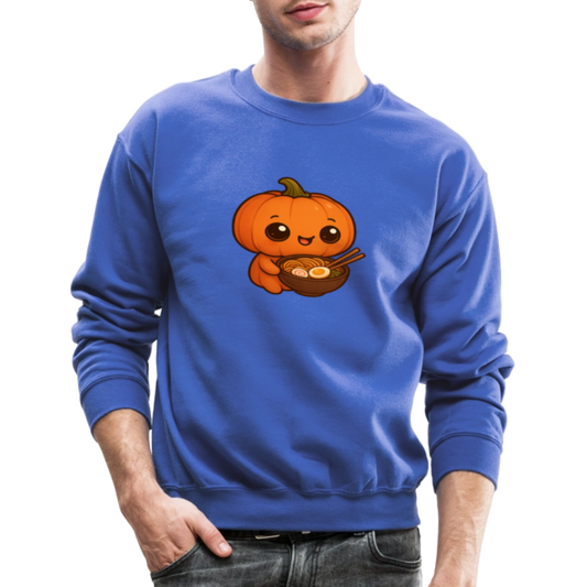 Chibi Pumpkin with Ramen Bowl Kawaii Art Crewneck Sweatshirt - royal blue