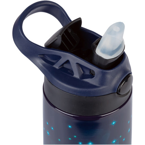 Children's 11.83 fl. oz. stainless steel double wall water bottle with flip-top lid and built in Straw