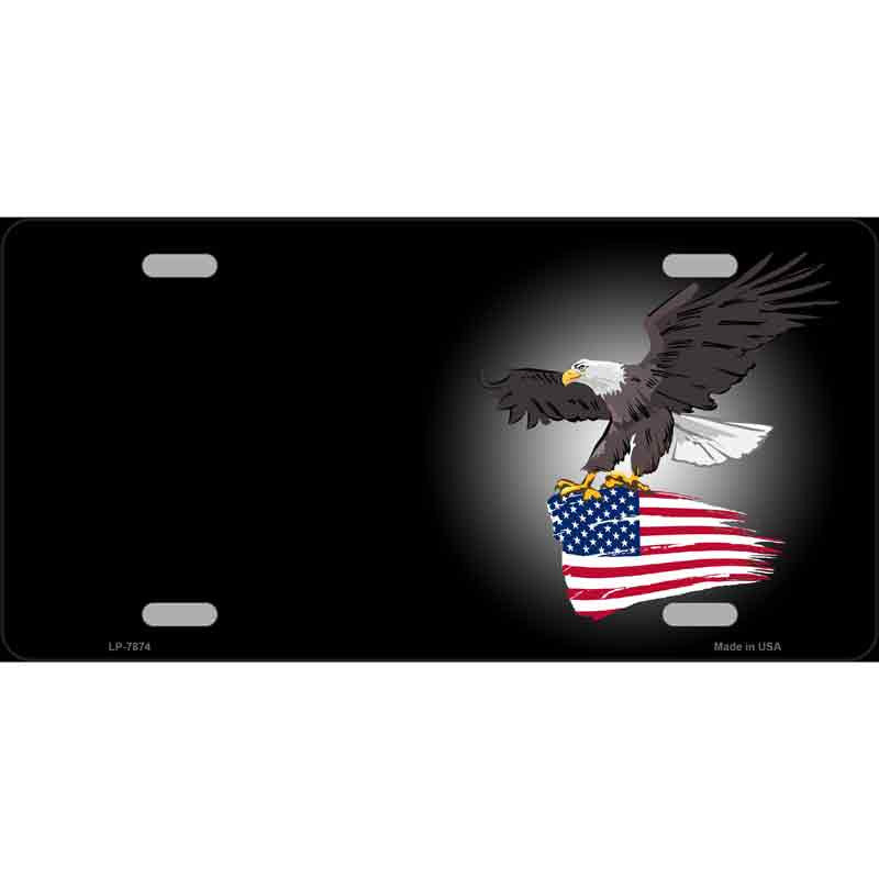 Eagle Flag Offset Novelty Metal License Plate Tag Customize with your own words, texts, name