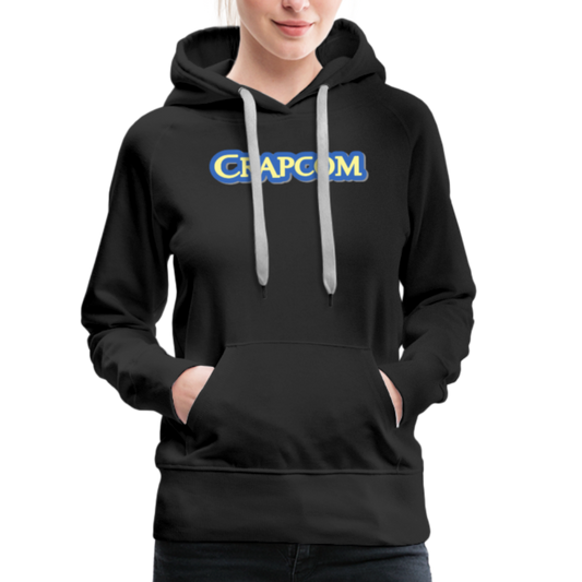 Crapcom funny parody Videogame Gift for Gamers & PC players Women’s Premium Hoodie - black