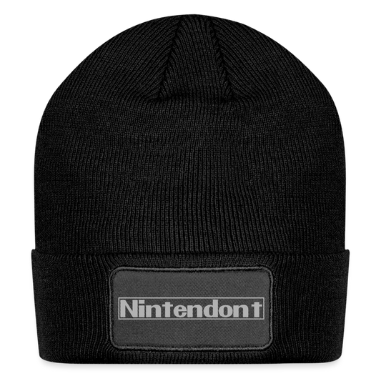 Nintendont funny parody Videogame Gift for Gamers Patch Beanie - black