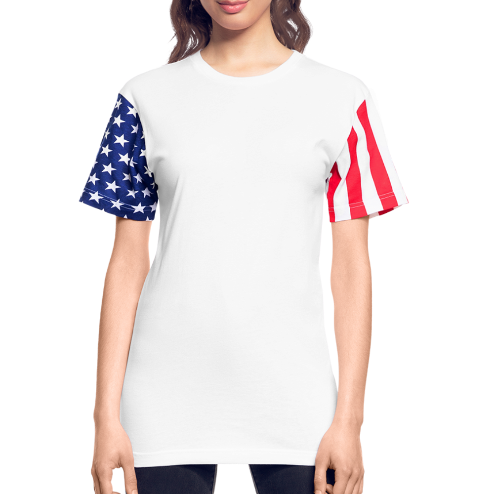 Customizable Adult Stars & Stripes T-Shirt ADD YOUR OWN PHOTO, IMAGES, DESIGNS, QUOTES AND MORE - white