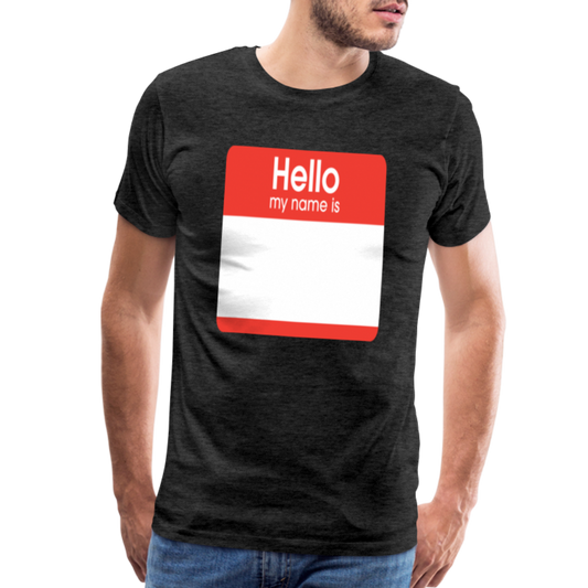 Hello My Name Is Red customizable template Men's Premium T-Shirt add your own photos, images, designs, quotes, texts, and more - charcoal grey