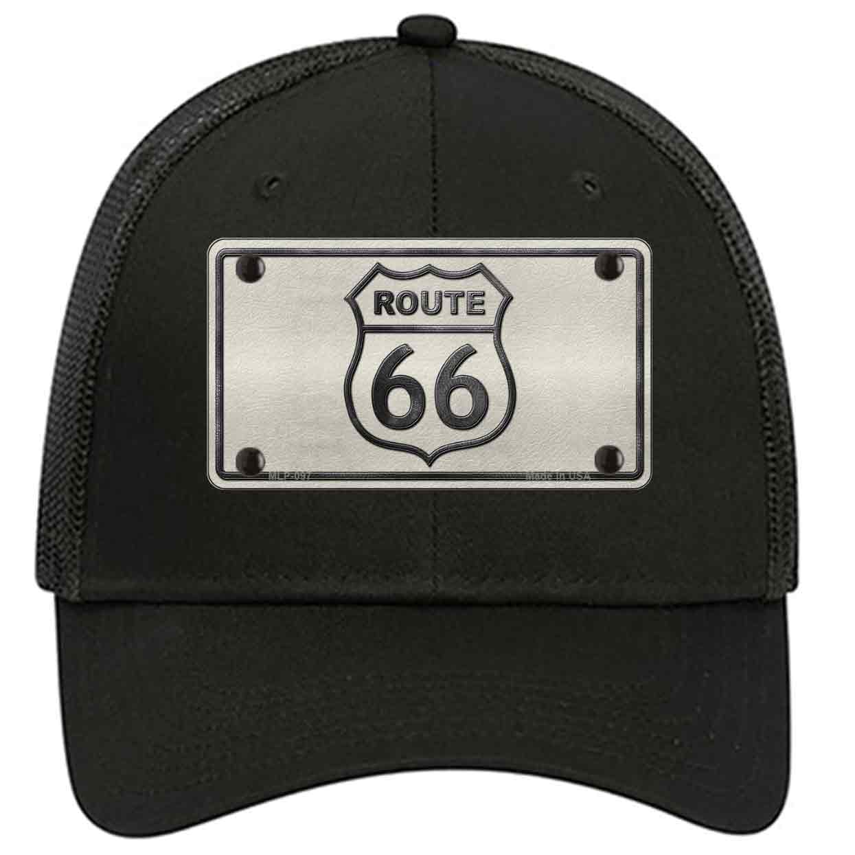 Route 66 Shield White Novelty Black Mesh License Plate Hat
