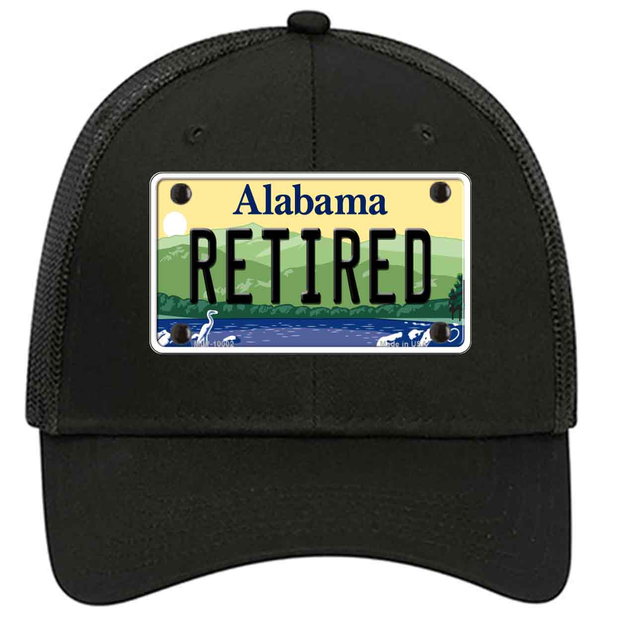 Retired Alabama Novelty Black Mesh License Plate Hat