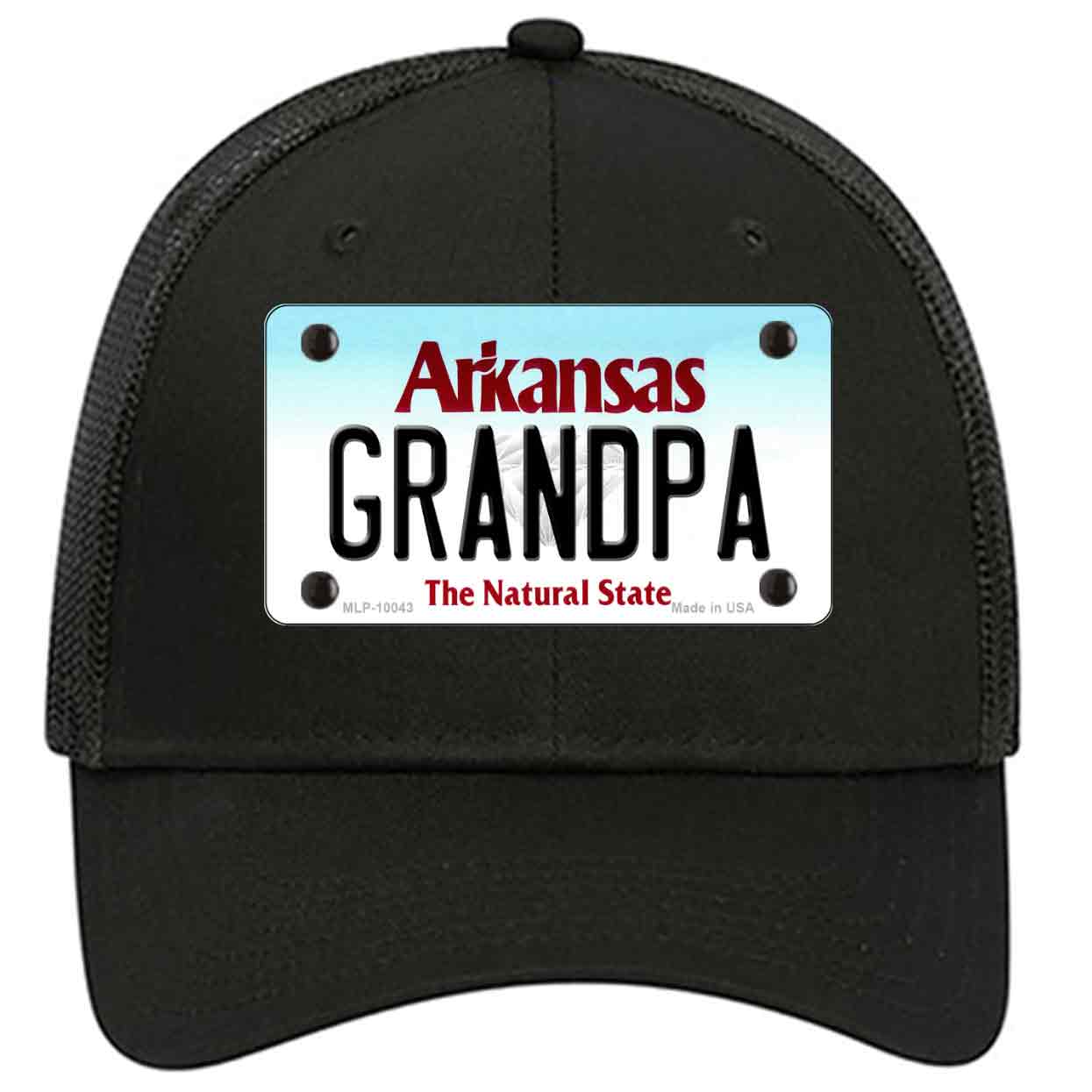 Grandpa Arkansas Novelty Black Mesh License Plate Hat