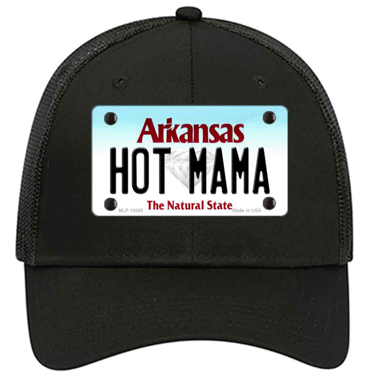 Hot Mama Arkansas Novelty Black Mesh License Plate Hat