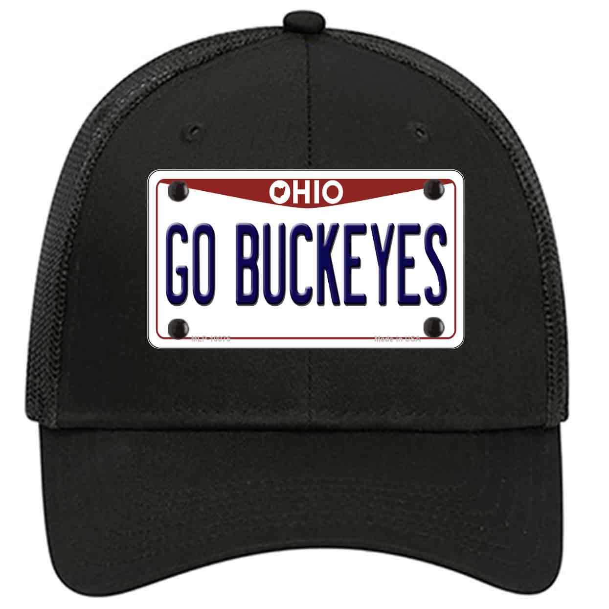 Go Buckeyes Ohio Novelty Black Mesh License Plate Hat