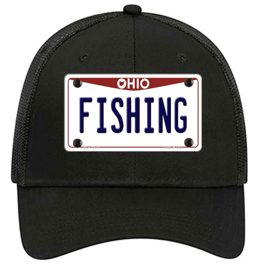 Fishing Ohio Novelty Black Mesh License Plate Hat