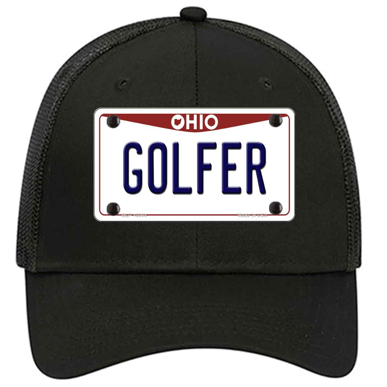 Golfer Ohio Novelty Black Mesh License Plate Hat