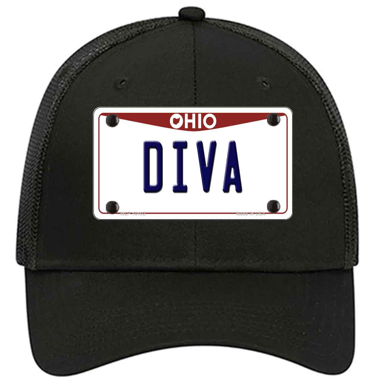 Diva Ohio Novelty Black Mesh License Plate Hat