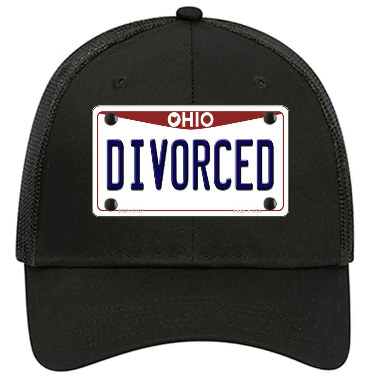 Divorced Ohio Novelty Black Mesh License Plate Hat