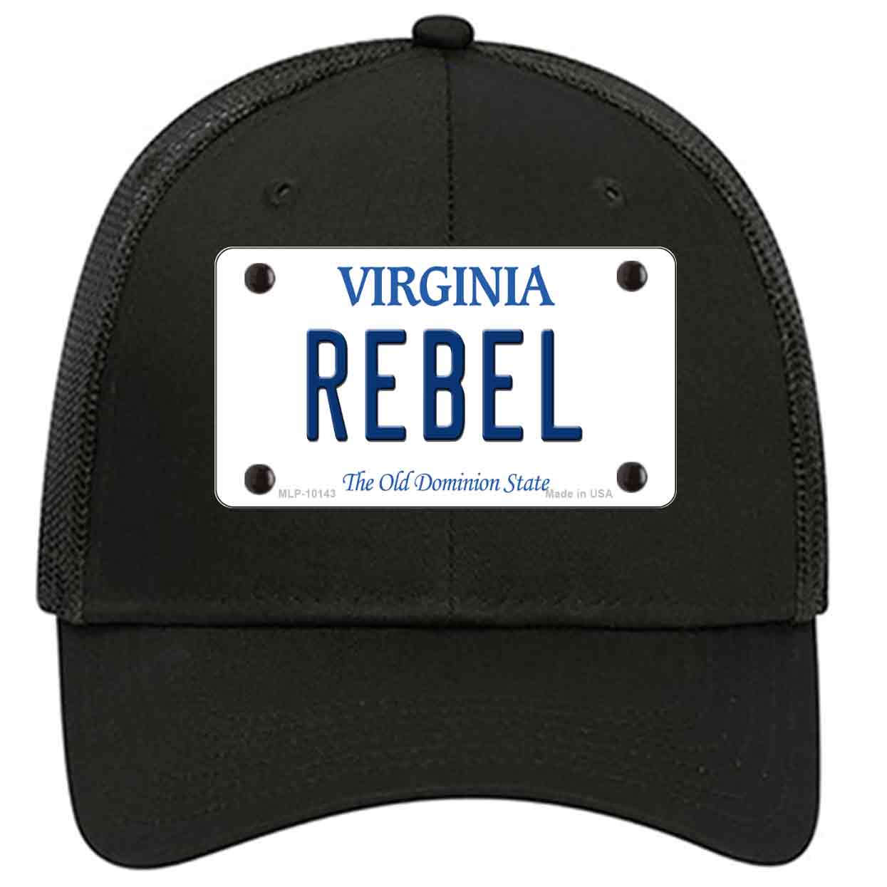 Rebel Virginia Novelty Black Mesh License Plate Hat