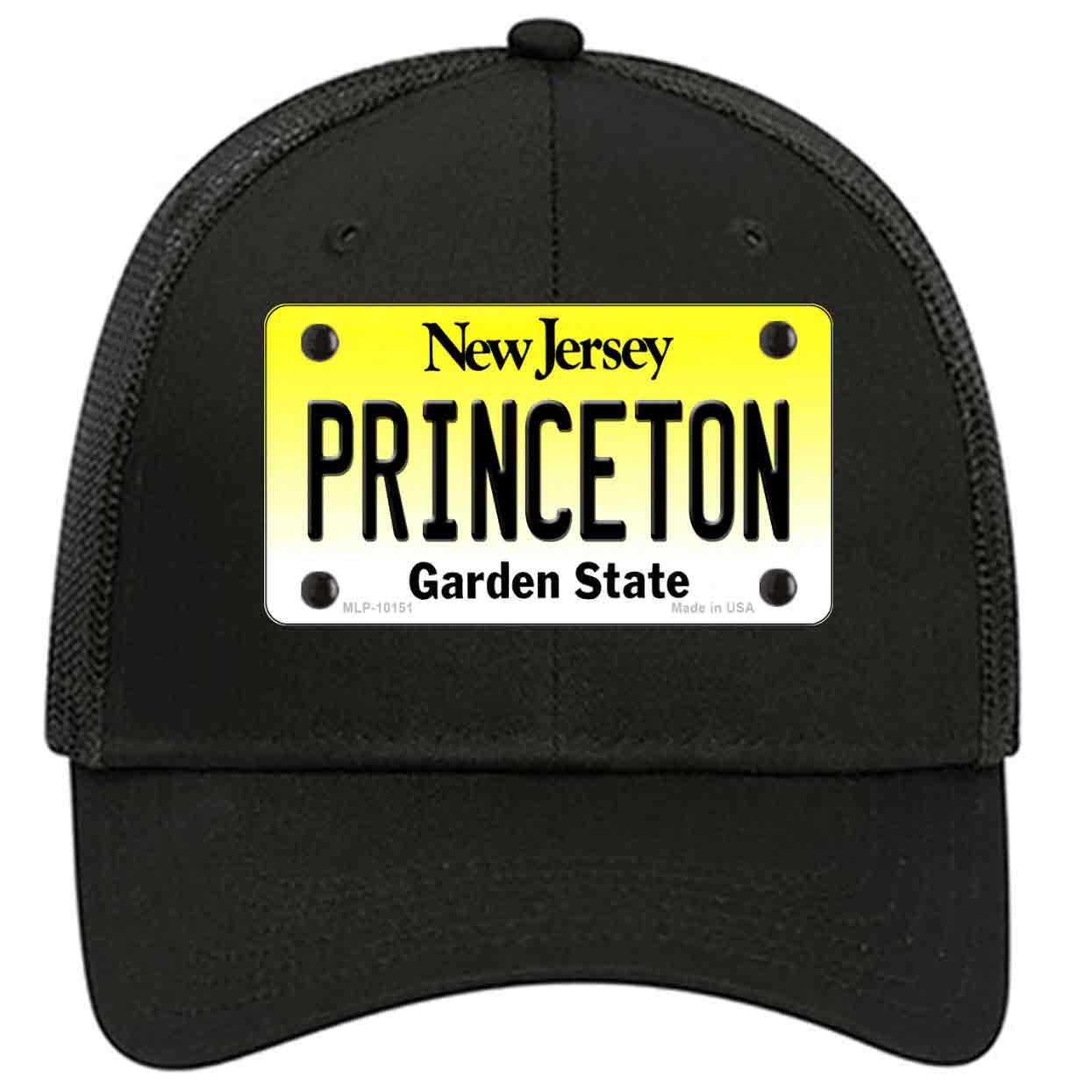 Princeton New Jersey Novelty Black Mesh License Plate Hat