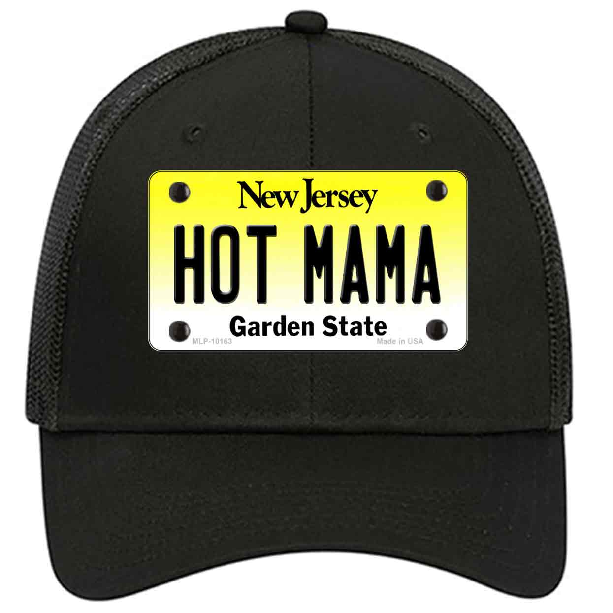 Hot Mama New Jersey Novelty Black Mesh License Plate Hat
