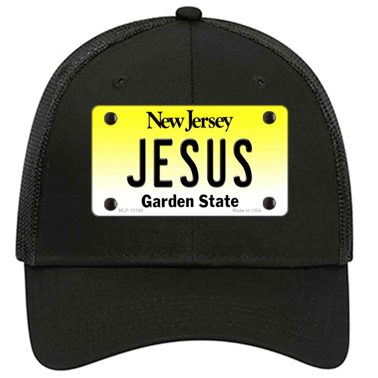 Jesus New Jersey Novelty Black Mesh License Plate Hat