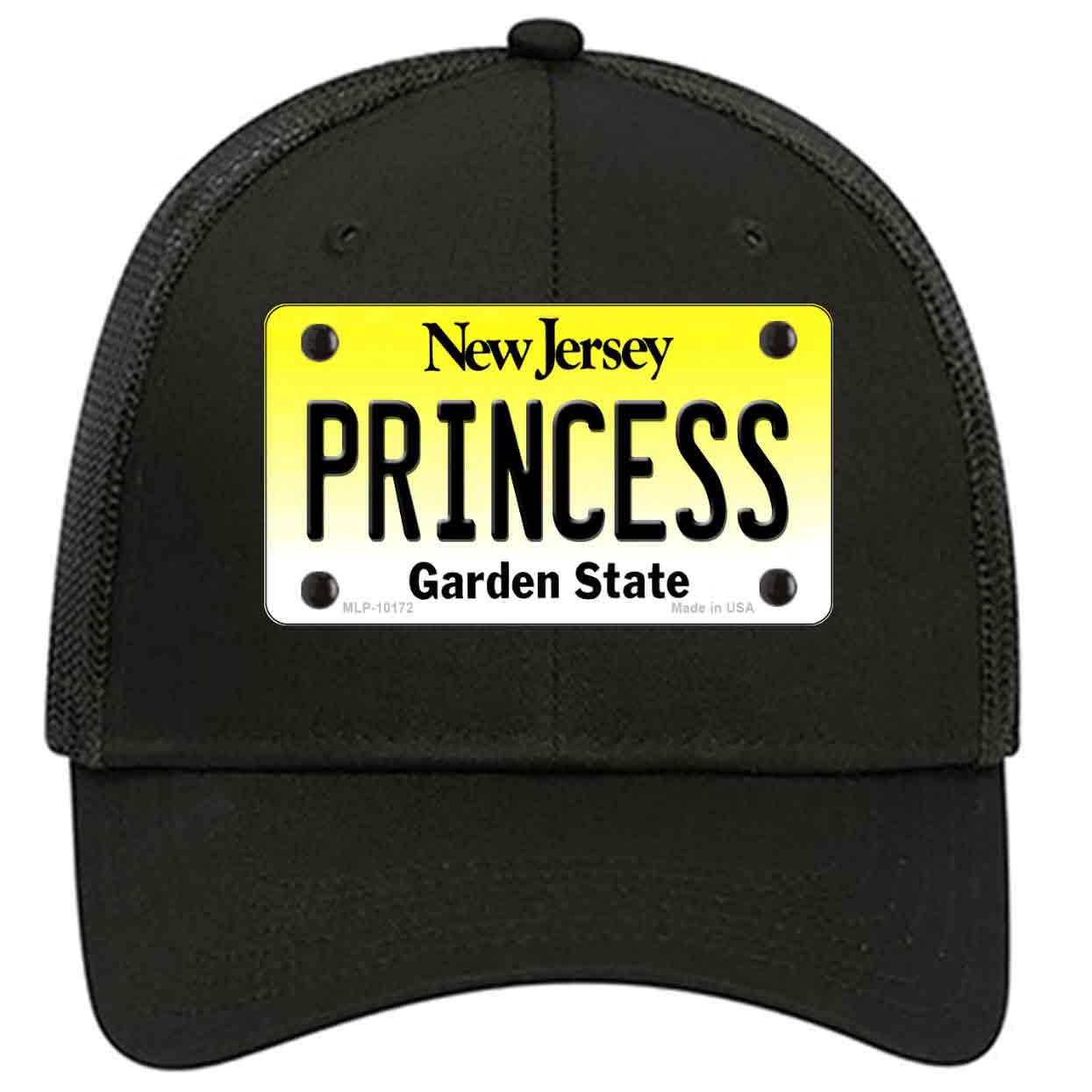Princess New Jersey Novelty Black Mesh License Plate Hat