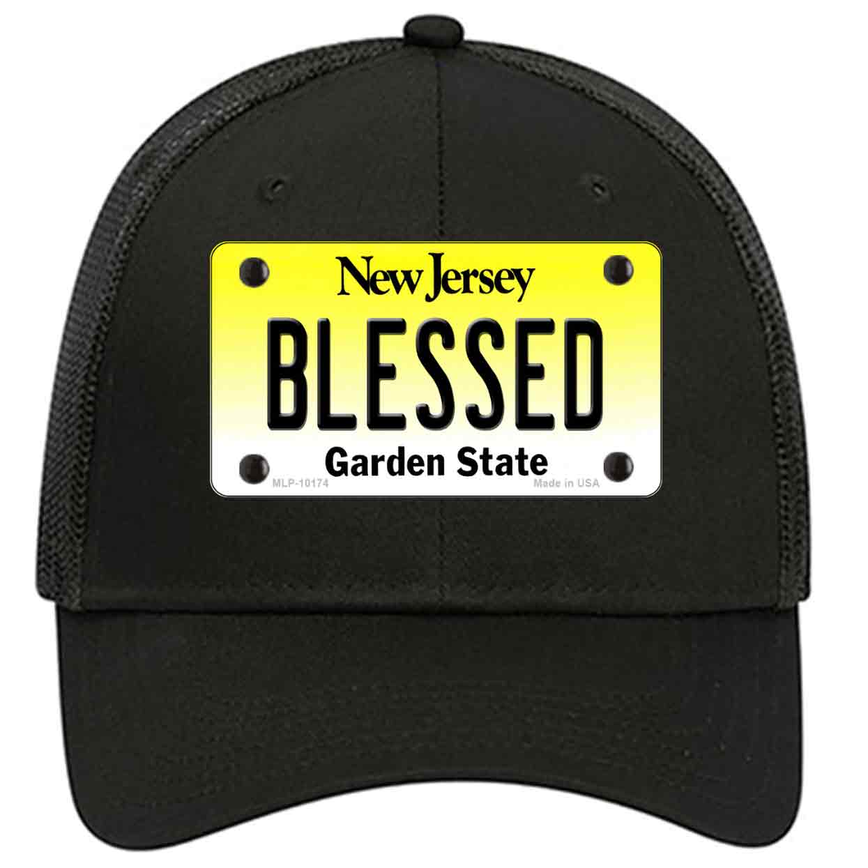 Blessed New Jersey Novelty Black Mesh License Plate Hat