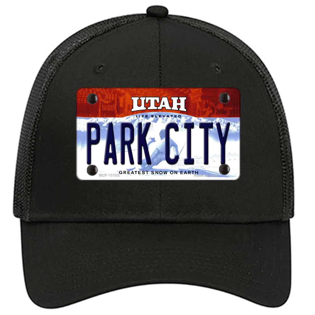Park City Utah Novelty Black Mesh License Plate Hat