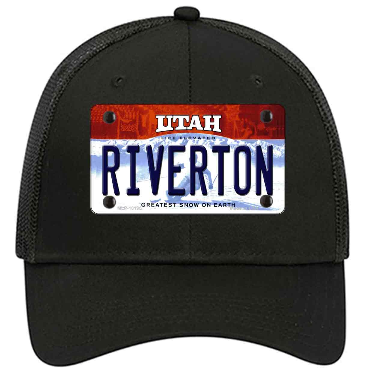 Riverton Utah Novelty Black Mesh License Plate Hat