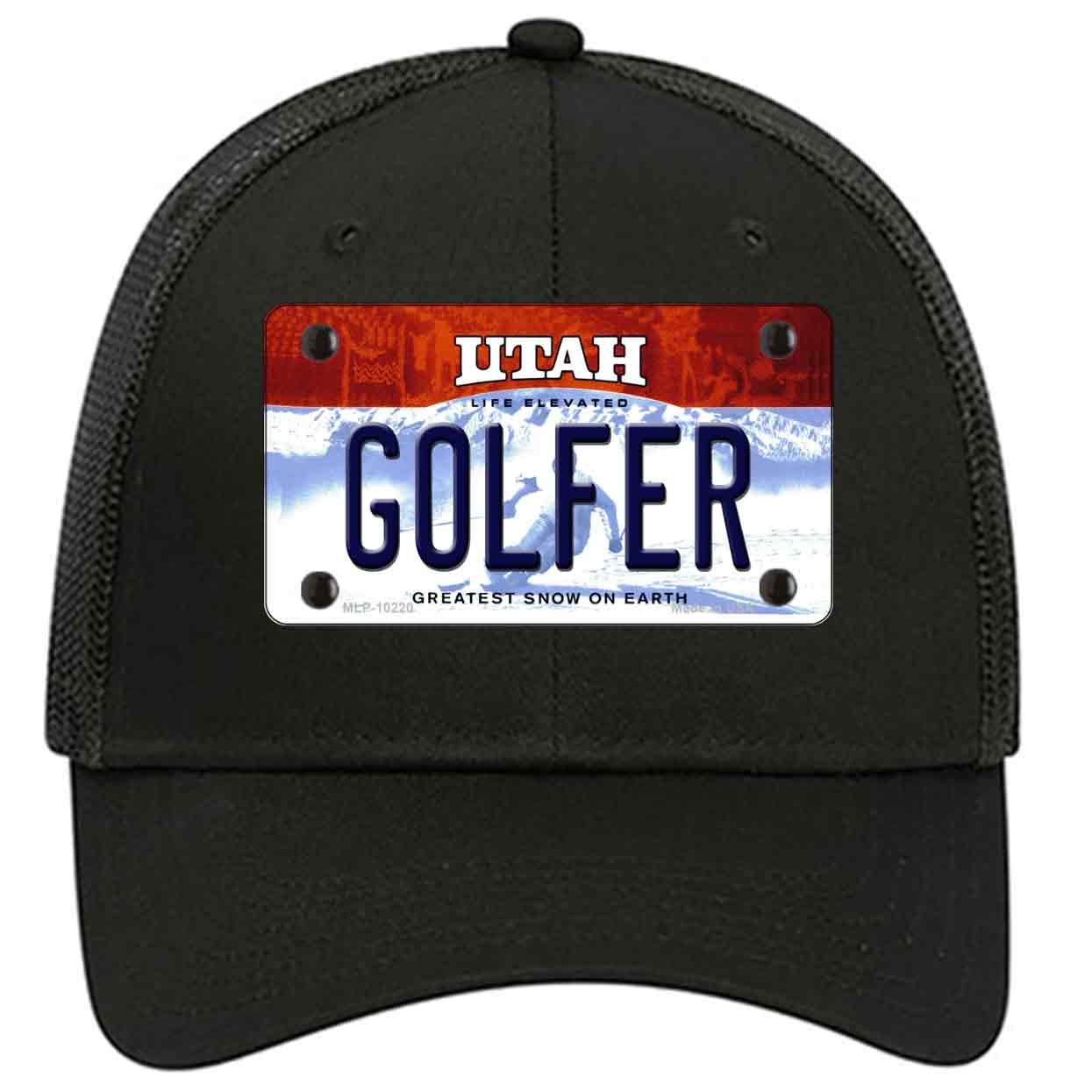 Golfer Utah Novelty Black Mesh License Plate Hat