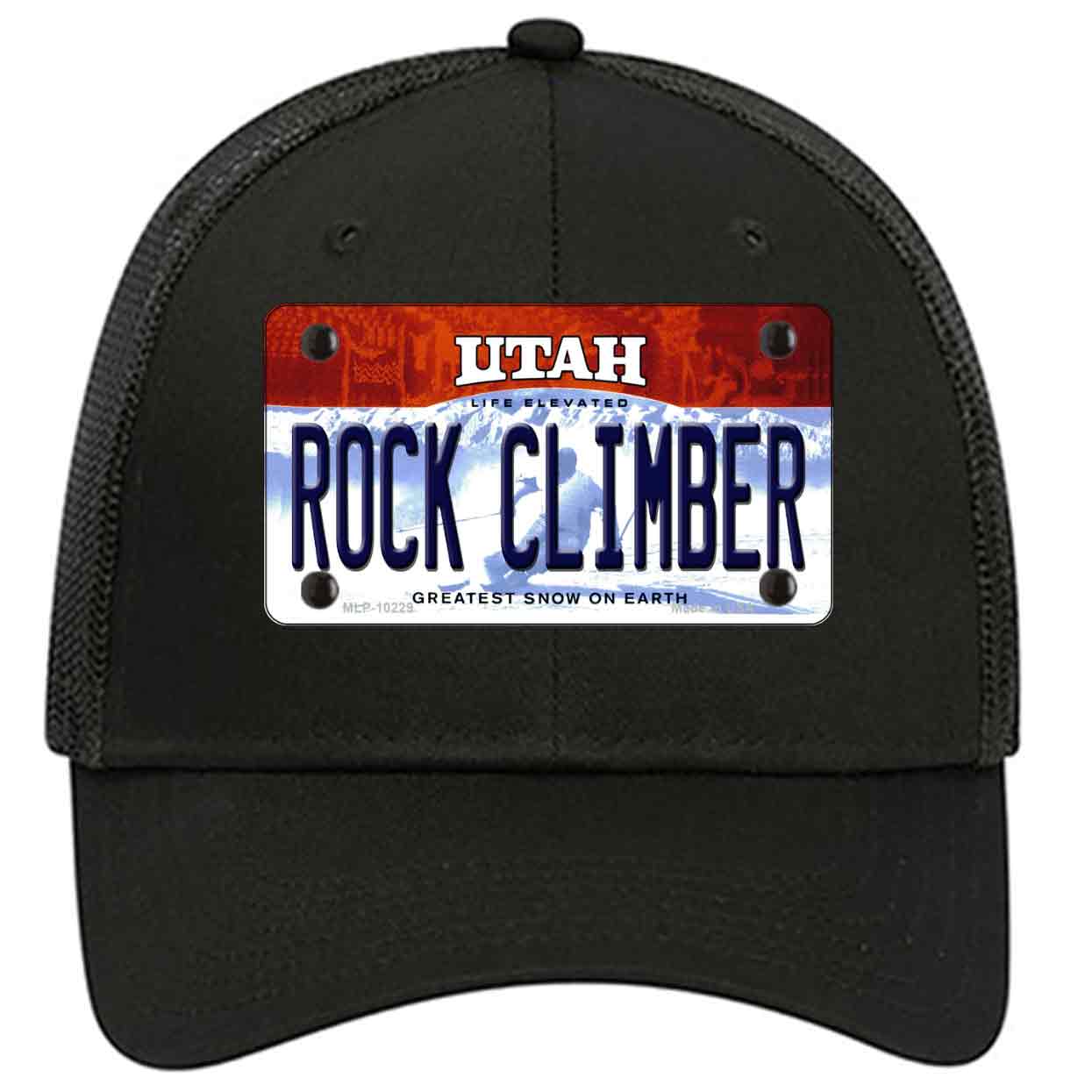 Rock Climber Utah Novelty Black Mesh License Plate Hat