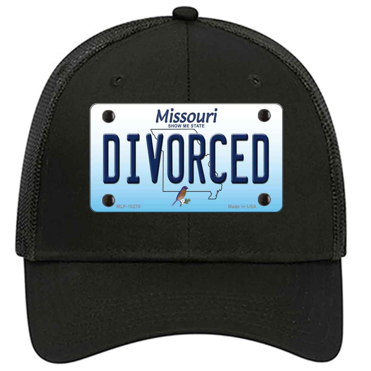 Divorced Missouri Novelty Black Mesh License Plate Hat