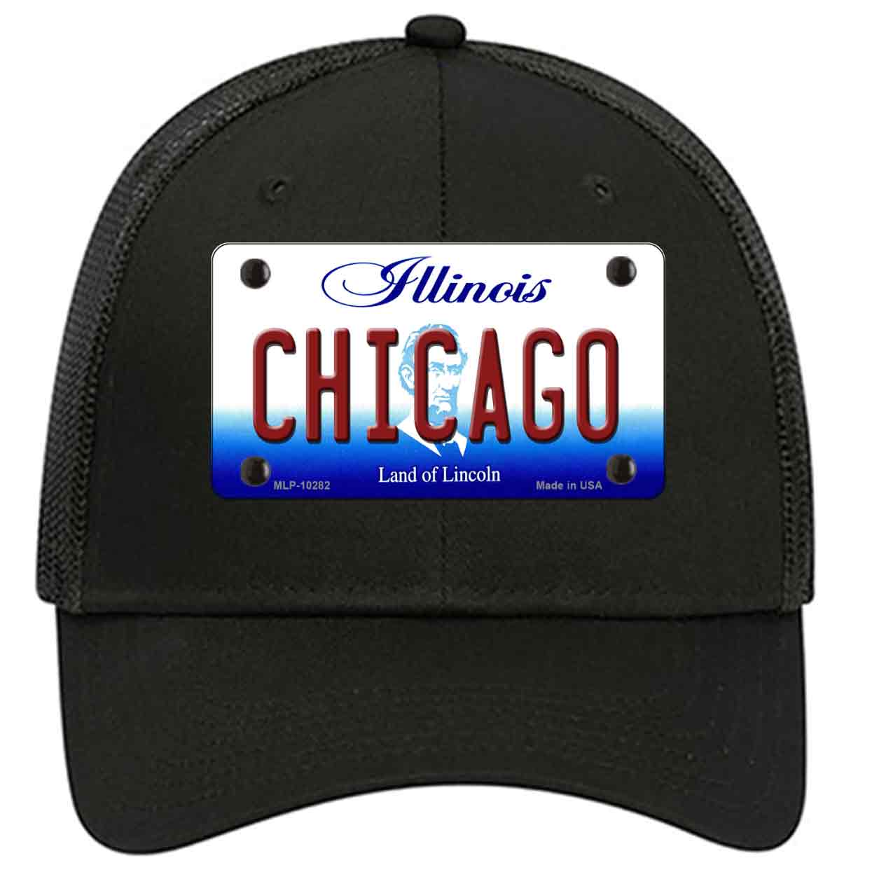 Chicago Illinois Novelty Black Mesh License Plate Hat