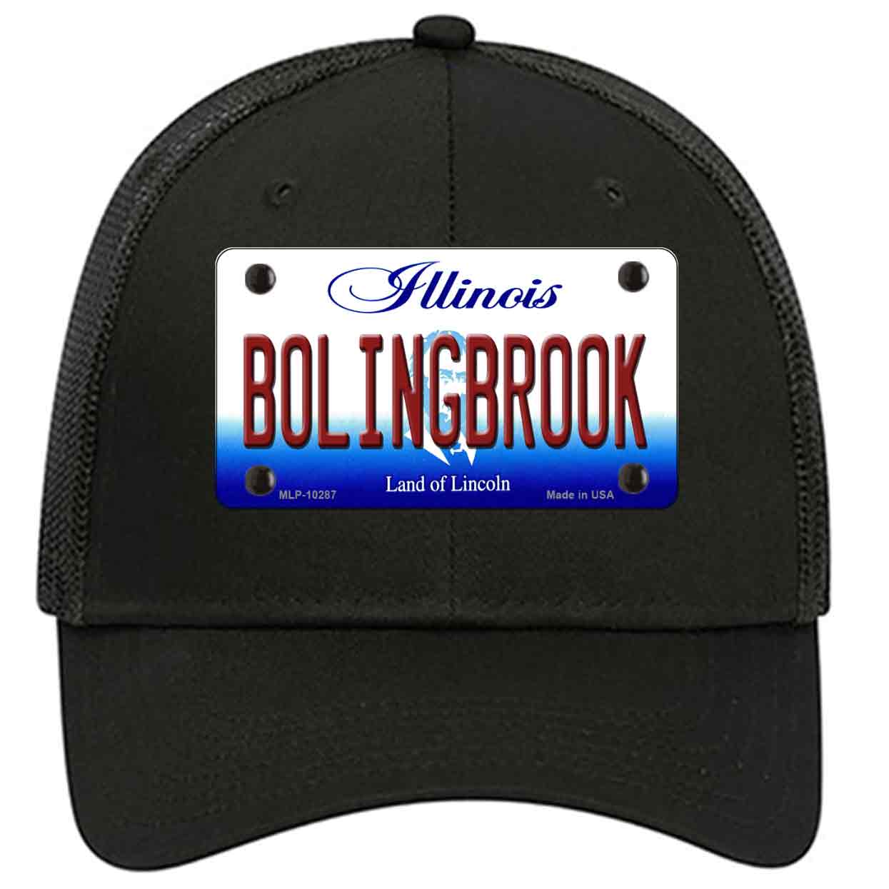 Bolingbrook Illinois Novelty Black Mesh License Plate Hat
