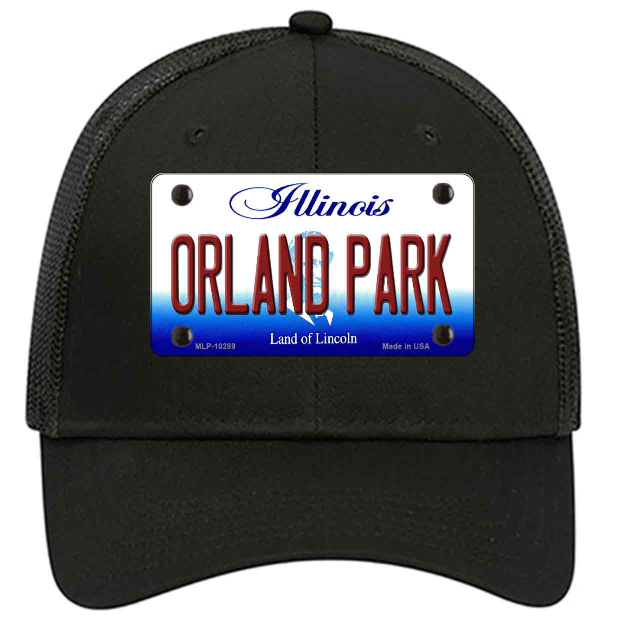 Orland Park Illinois Novelty Black Mesh License Plate Hat