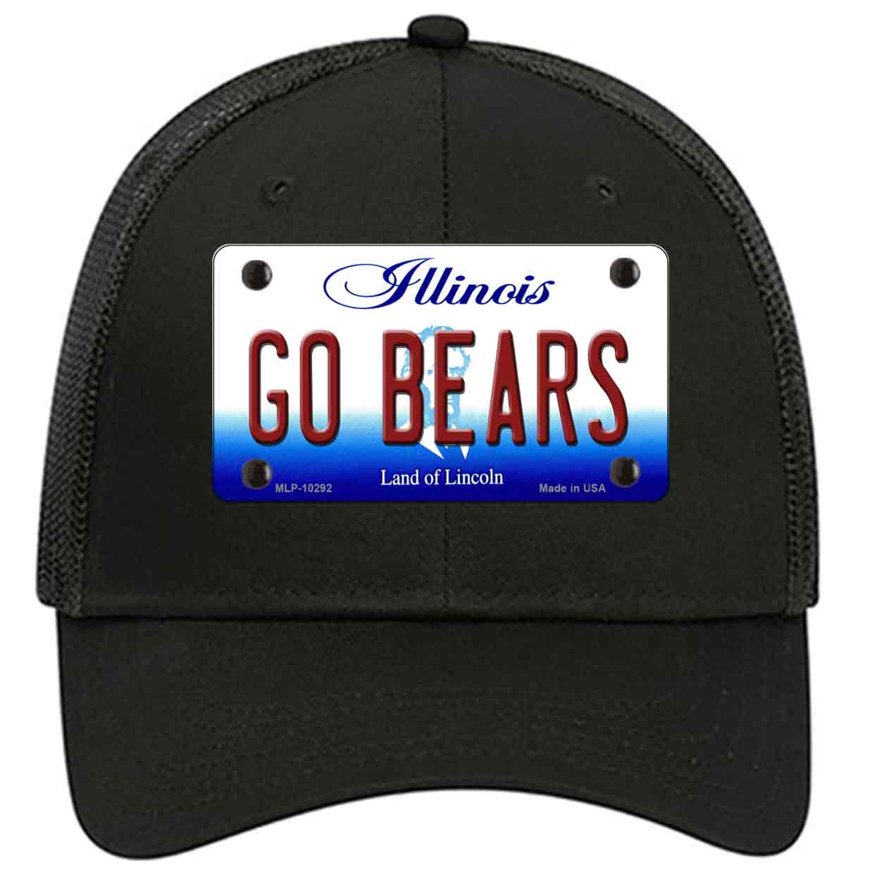 Go Bears Illinois Novelty Black Mesh License Plate Hat