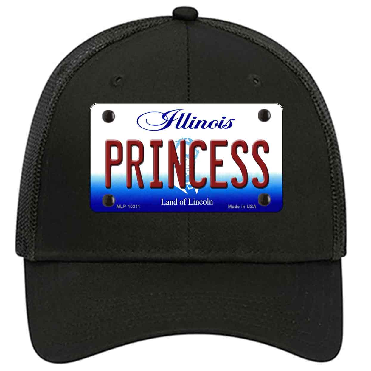 Princess Illinois Novelty Black Mesh License Plate Hat