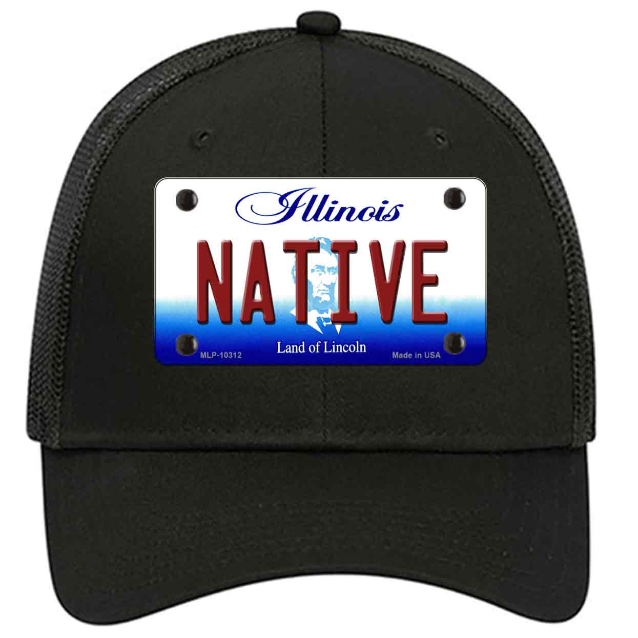 Native Illinois Novelty Black Mesh License Plate Hat