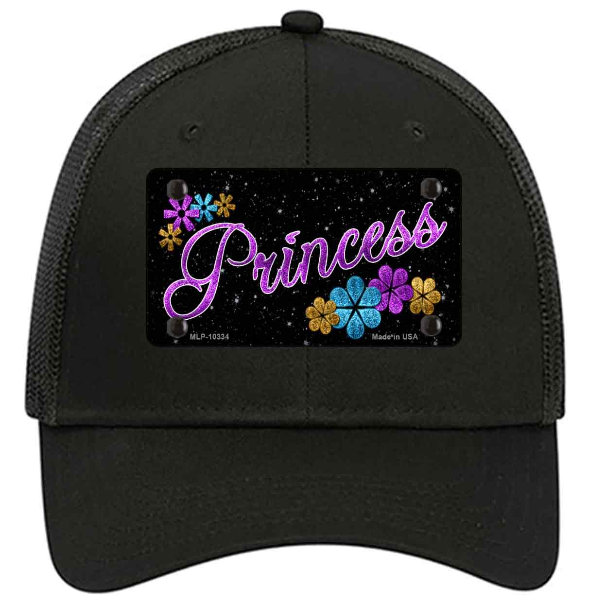 Princess Glitter Novelty Black Mesh License Plate Hat