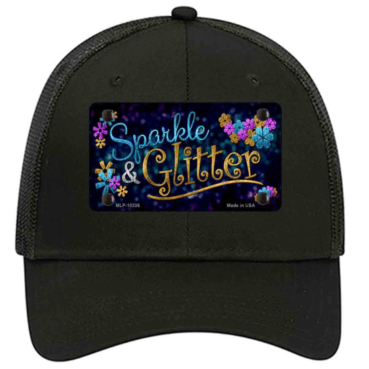 Sparkle And Glitter Novelty Black Mesh License Plate Hat