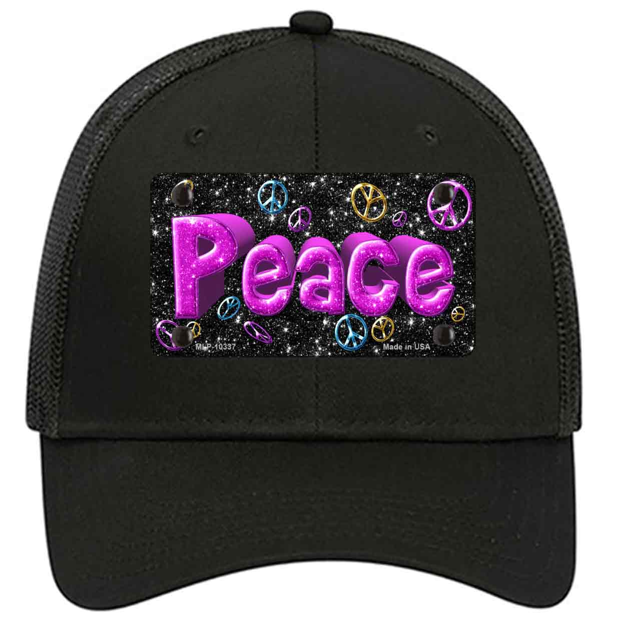 Peace Novelty Black Mesh License Plate Hat