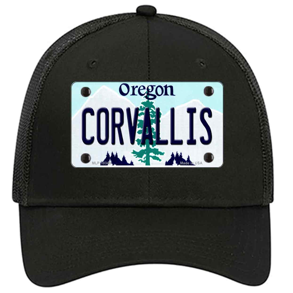 Corvallis Oregon Novelty Black Mesh License Plate Hat