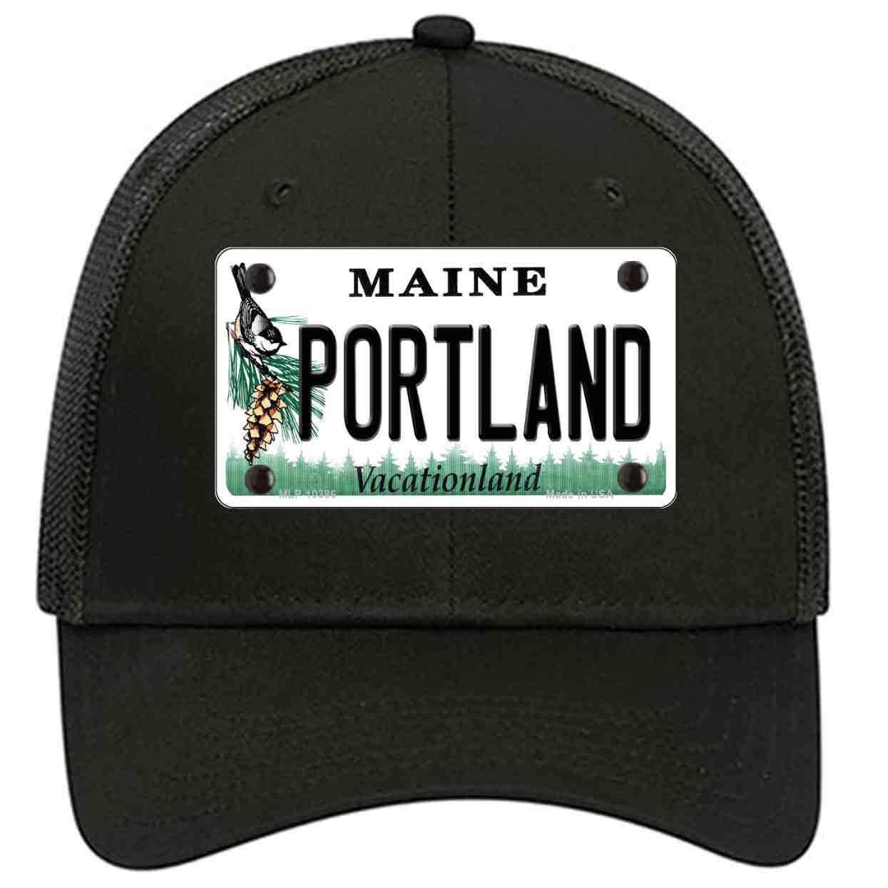 Portland Maine Novelty Black Mesh License Plate Hat