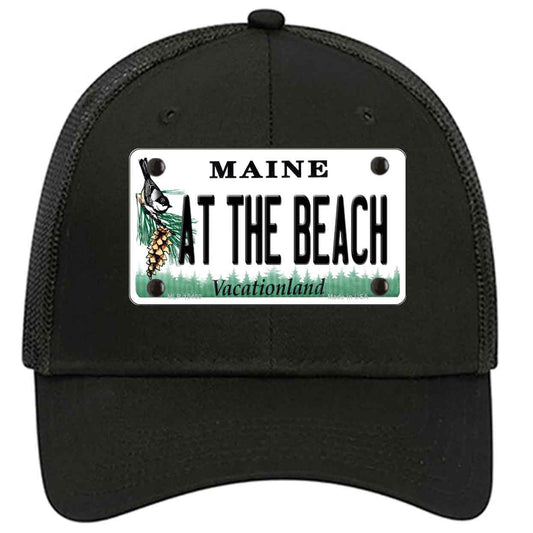 At The Beach Maine Novelty Black Mesh License Plate Hat
