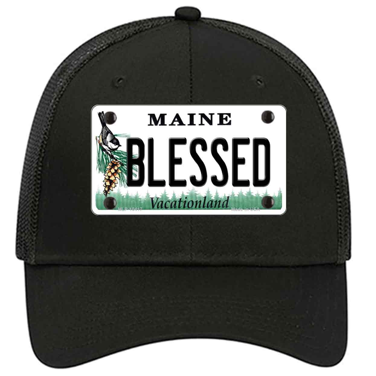Blessed Maine Novelty Black Mesh License Plate Hat