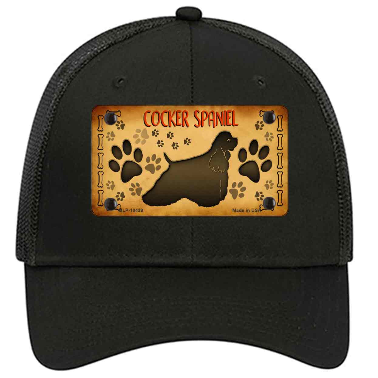 Cocker Spaniel Novelty Black Mesh License Plate Hat