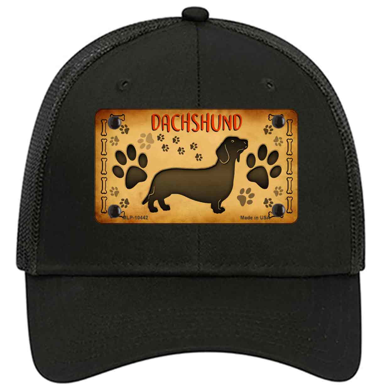 Dachshund Novelty Black Mesh License Plate Hat